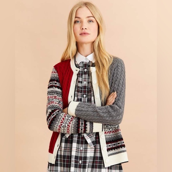 Brooks Brothers Sweaters - Brooks Brothers Red Fleece Cable Knit XS Christmas Merino Wool Cardigan Sweater